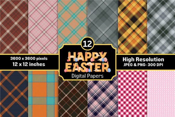 Download Easter Spring Plaid Digital Papers - Plaid digital paper Collection