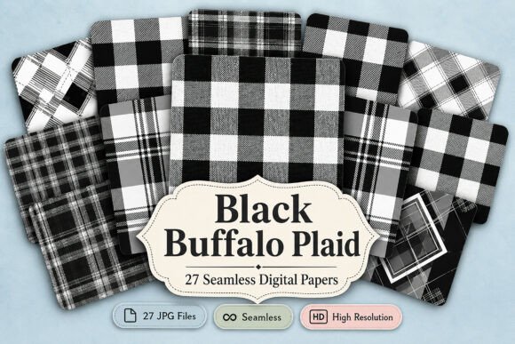 Download Black Buffalo Plaid Digital Paper Bundle - Plaid digital paper Collection