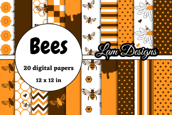 Download Orange and Brown Bees Digital Papers - Orange and brown Collection