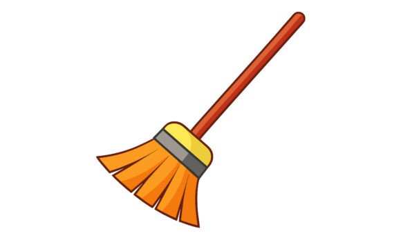 Download Cartoon Style Orange and Brown Broom - Premium Resources