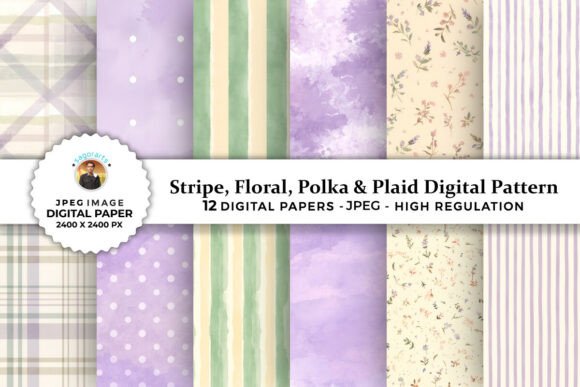 Download Stripe, Floral, Dot&amp; Plaid Digital Paper - Plaid digital paper Collection