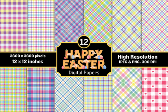 Download Easter Spring Plaid Digital Papers - Plaid digital paper Collection