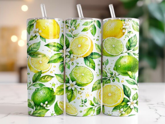 Download Citrus Lemon Floral 20 Oz Tumbler Wrap - Citrus lemon Collection