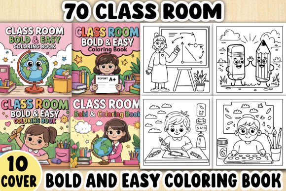 Download Class Room Bold &amp; Easy Coloring Book - Premium Bundle