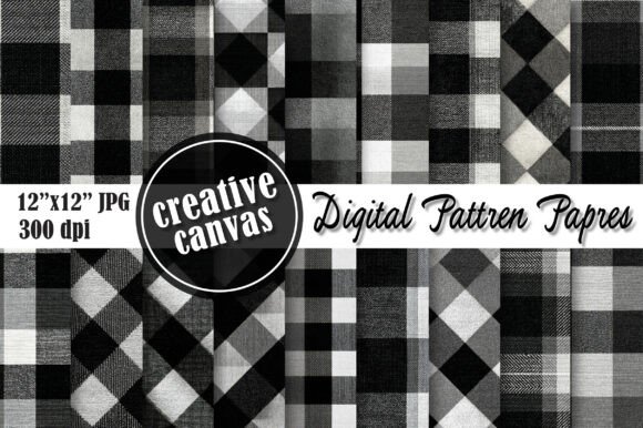 Download Black &amp; White Plaid Digital Paper - Plaid digital paper Collection
