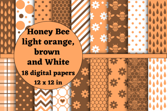 Download Orange and Brown Honey Bee Digital Paper - Orange and brown Collection