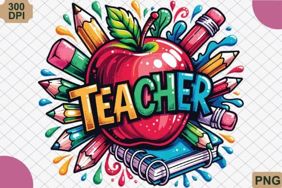 Download Colorful Teacher Apple PNG - Premium Resources
